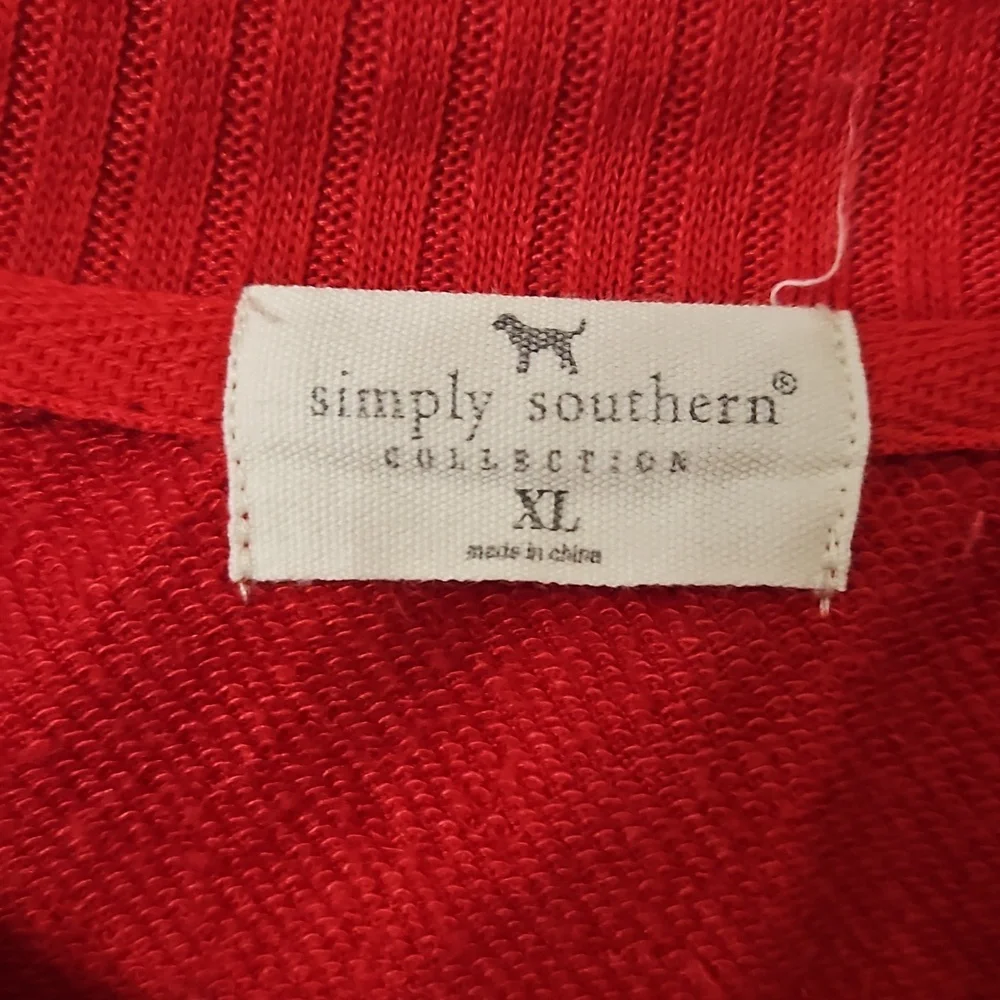 Simply Southern Festive Red Sweater with Christmas Trees - Picture 2 of 2